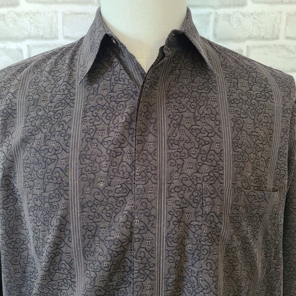 Vintage Generra CSollection Mens Long Sleeve Button Up Shirt Gray Casual Med - Picture 1 of 7